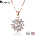 BAMOER Hot Sell Gold Color Flower Necklaces Pendants with High Quality Cubic Zircon For Women Birthday Gift JIN024